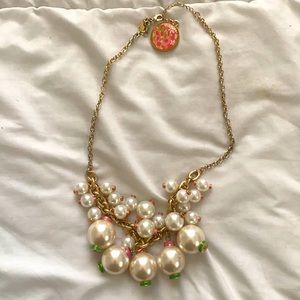 Lilly Pulitzer Pearl Bauble Necklace with pink and green accents